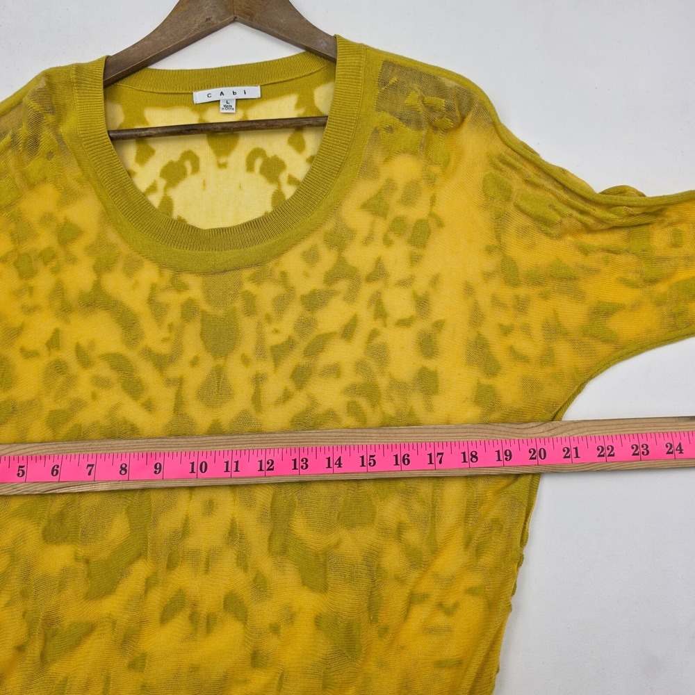 Cabi Womens L Yellow Burnout Sheer Lightweight Textured Knit Long Sleeve Top - Picture 10 of 12